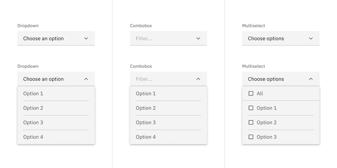 Default dropdown variant examples